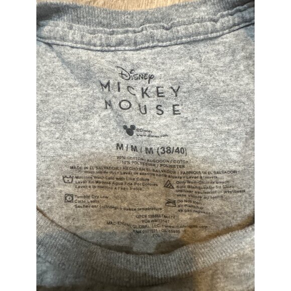 Disney Mickey Mouse Graphic T-Shirt Gray Short Sleeve Crewneck M 38/40 Cotton Bl - Picture 4 of 5